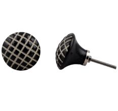Black Etched Stripe Flat Knob